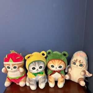 NEW 11” Mofusand Plush Lot Cat In Dragonfruit/frog Costume/Rainbow Pastel Shark
